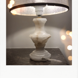 Alabaster and linen lamp