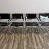 Mid-century chromed leather chairs