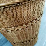 Vintage rattan wastepaper basket