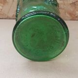Old green molded glass vase vintage grape cluster decor