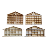 4 shelves wooden lockers in the shape of a house