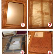 Old gilded mirror and old mercury glass - wall mirror with gold leaf