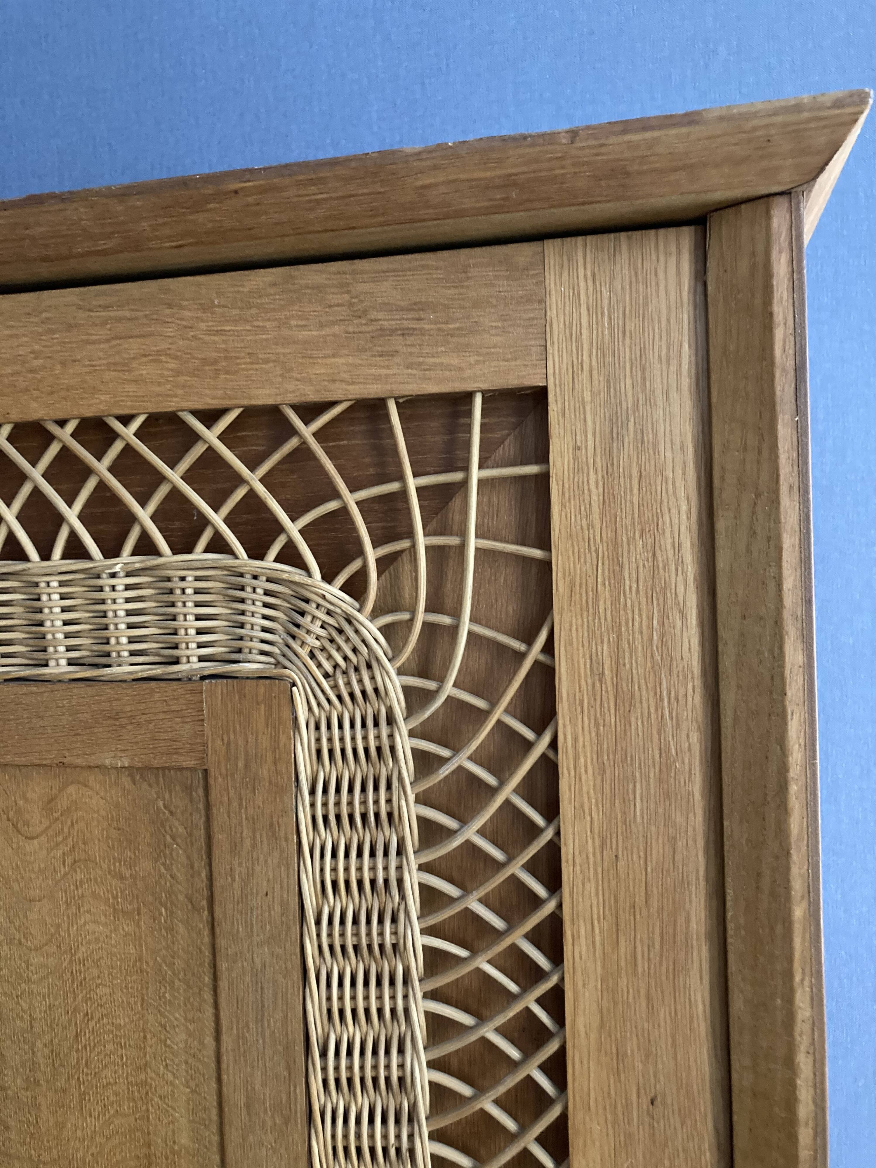 Rattan cabinet and vintage light oak