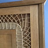 Rattan cabinet and vintage light oak