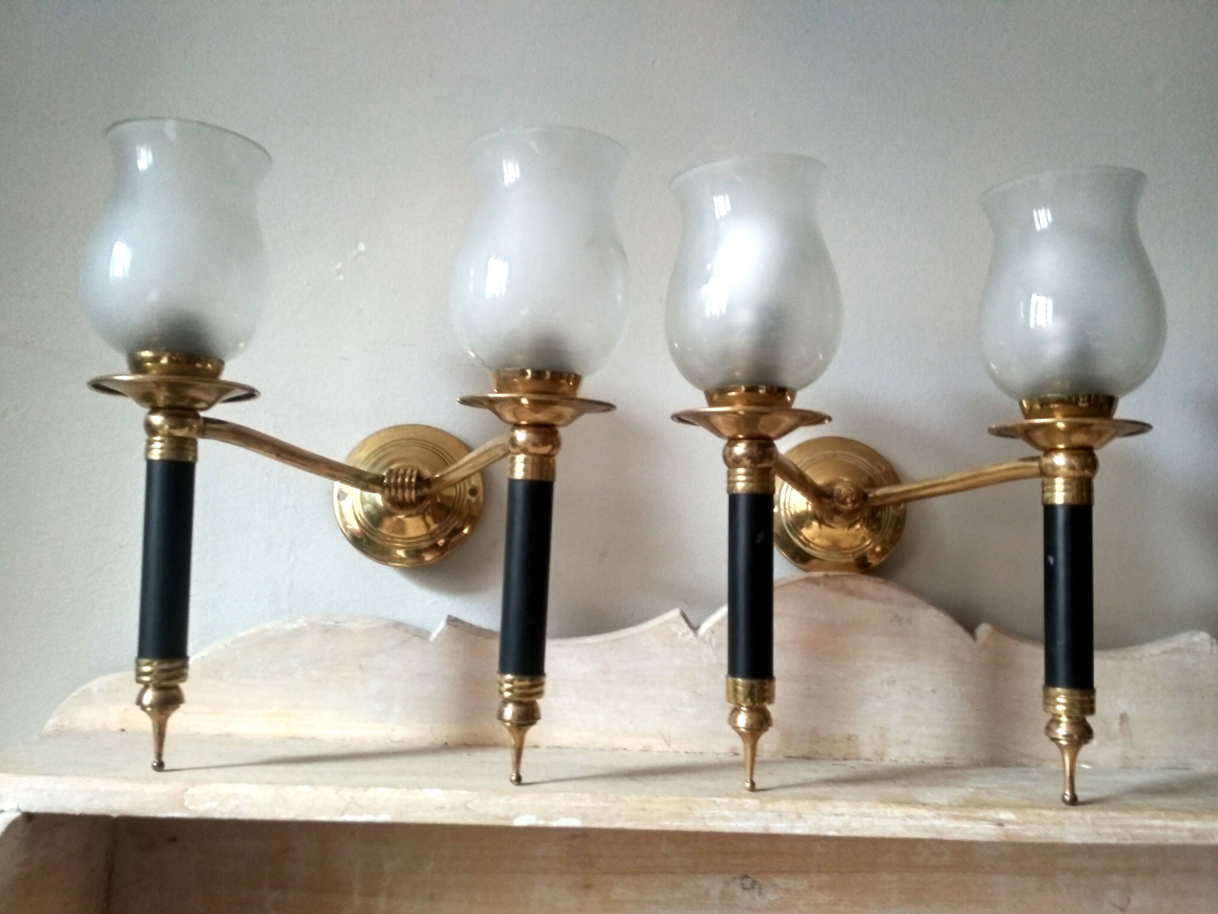 Pair of vintage 50s wall lights, 2 sconces