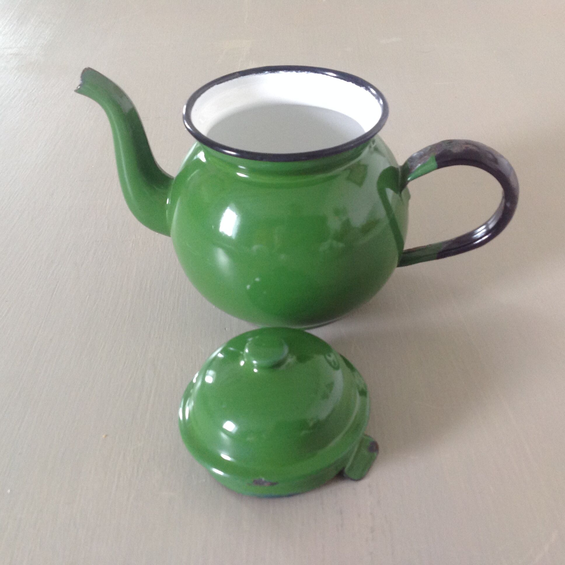 Enamelled teapot