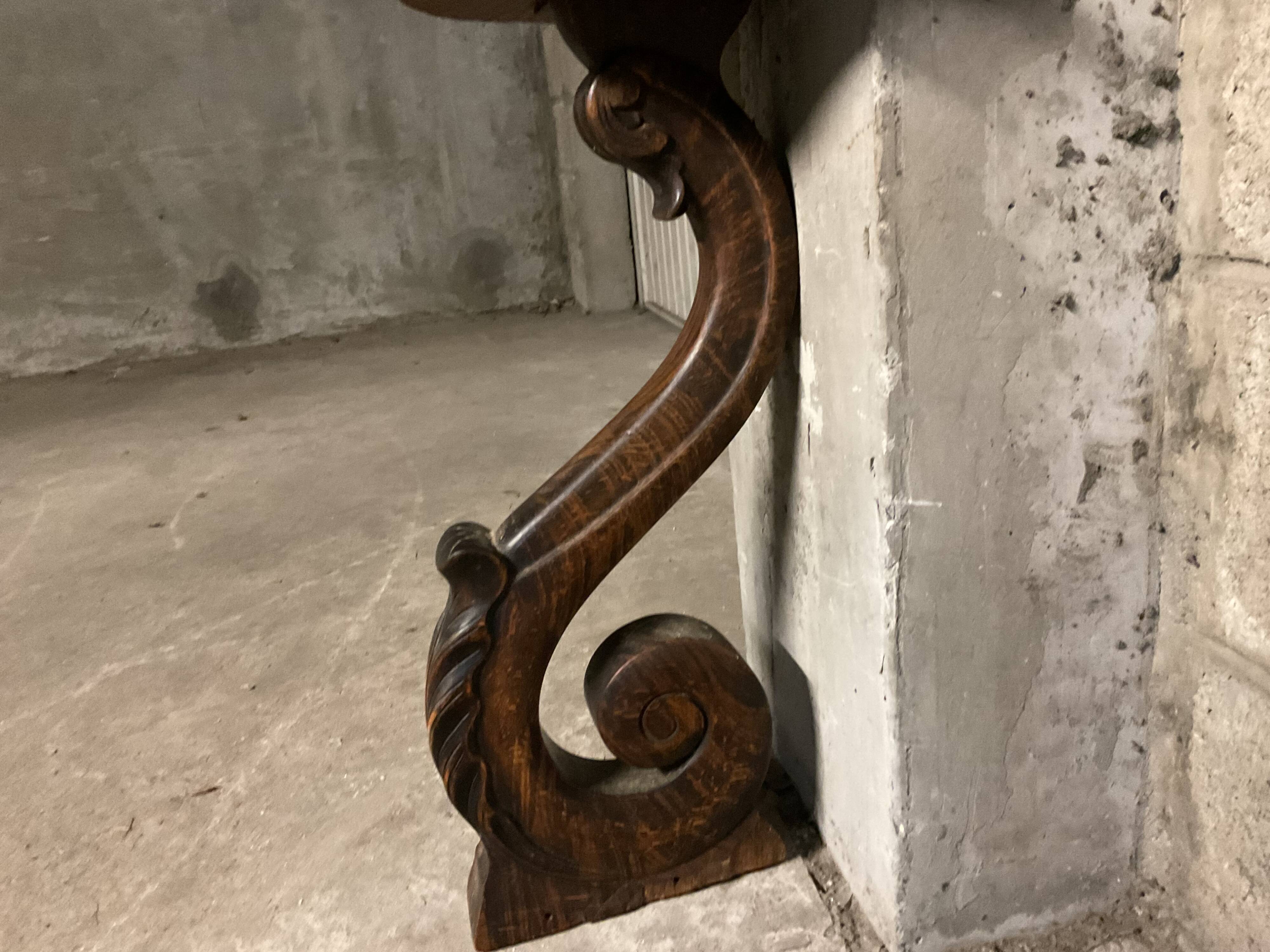 Pair of solid walnut wall consoles Napoleon III 19th century