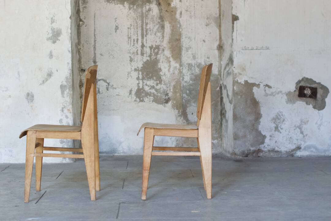 two  style wooden chairs