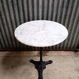 Round marble bistro table with cast iron legs