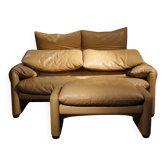 Leather Seating Group ‚Maralunga‘ by Vico Magistretti for Cassina