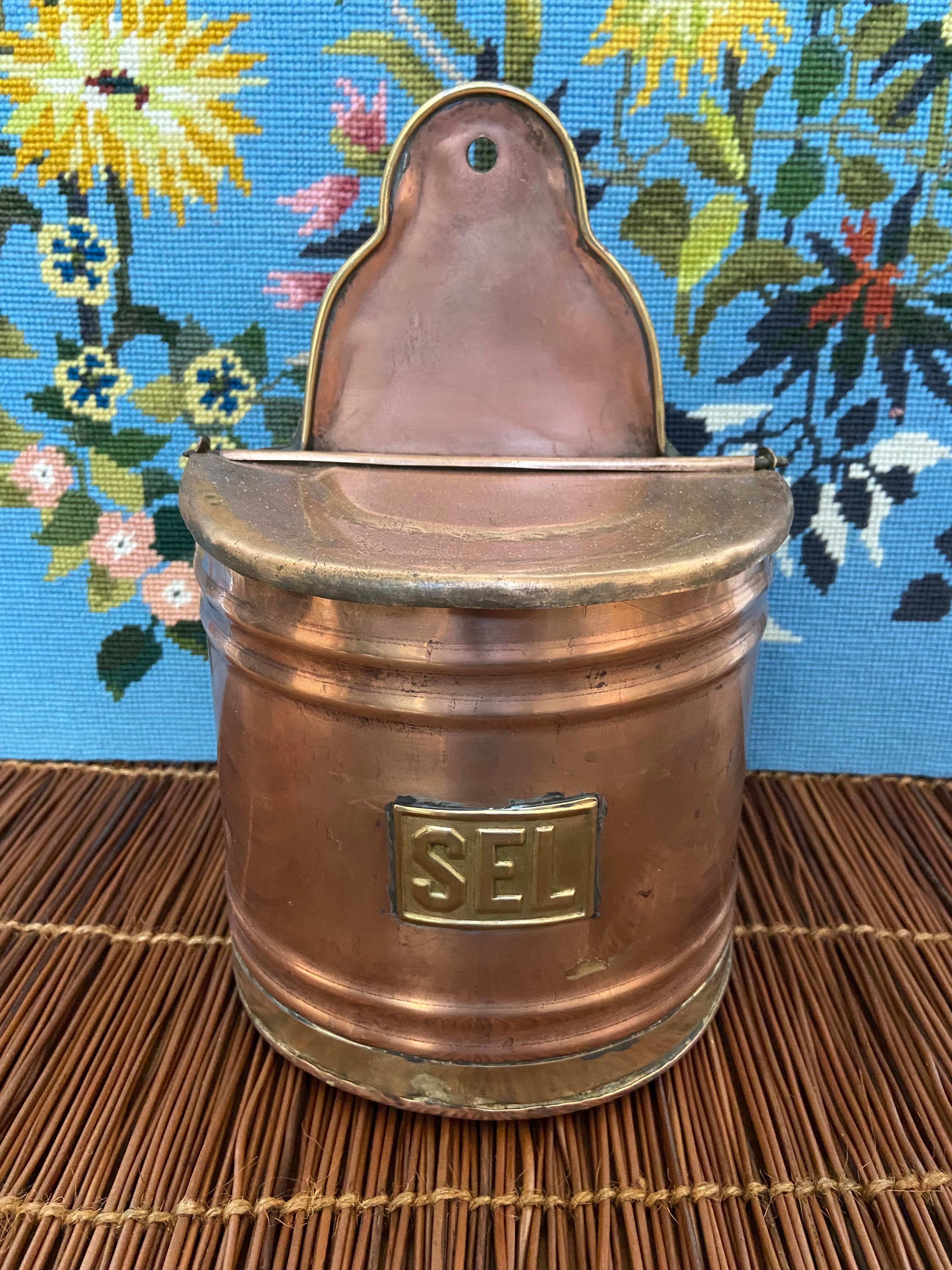 Copper and brass salt box