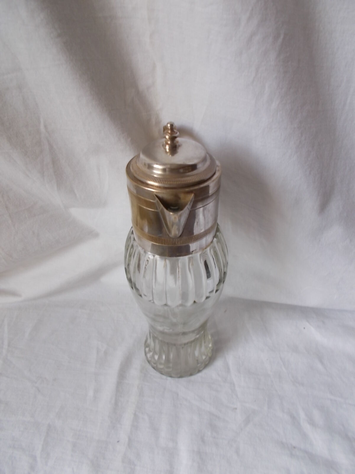 Pichet aiguière en verre et métal argenté