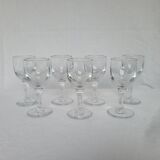 7 antique stemmed glasses made of blown glass – 1930s–1950s