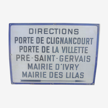 Plaque émaillée originale du métro de Paris