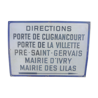 Plaque émaillée originale du métro de Paris