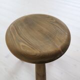 Sculptural stool in stained pine, attributed to Ingvar Hildingsson, Sweden 1970.