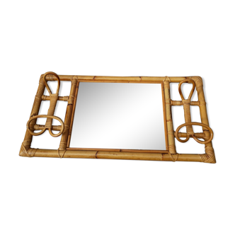 Mirror door door rattan coat 69x35cm