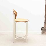 High chair in beech and white