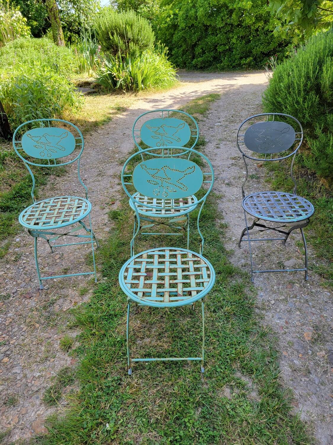 Wrought iron folding garden chairs
