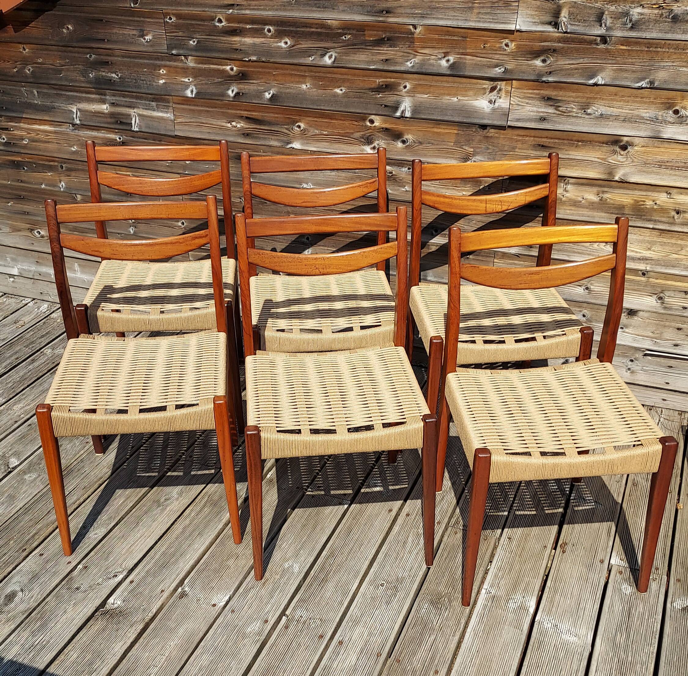 6 chaises scandinave cordage Danois neuf