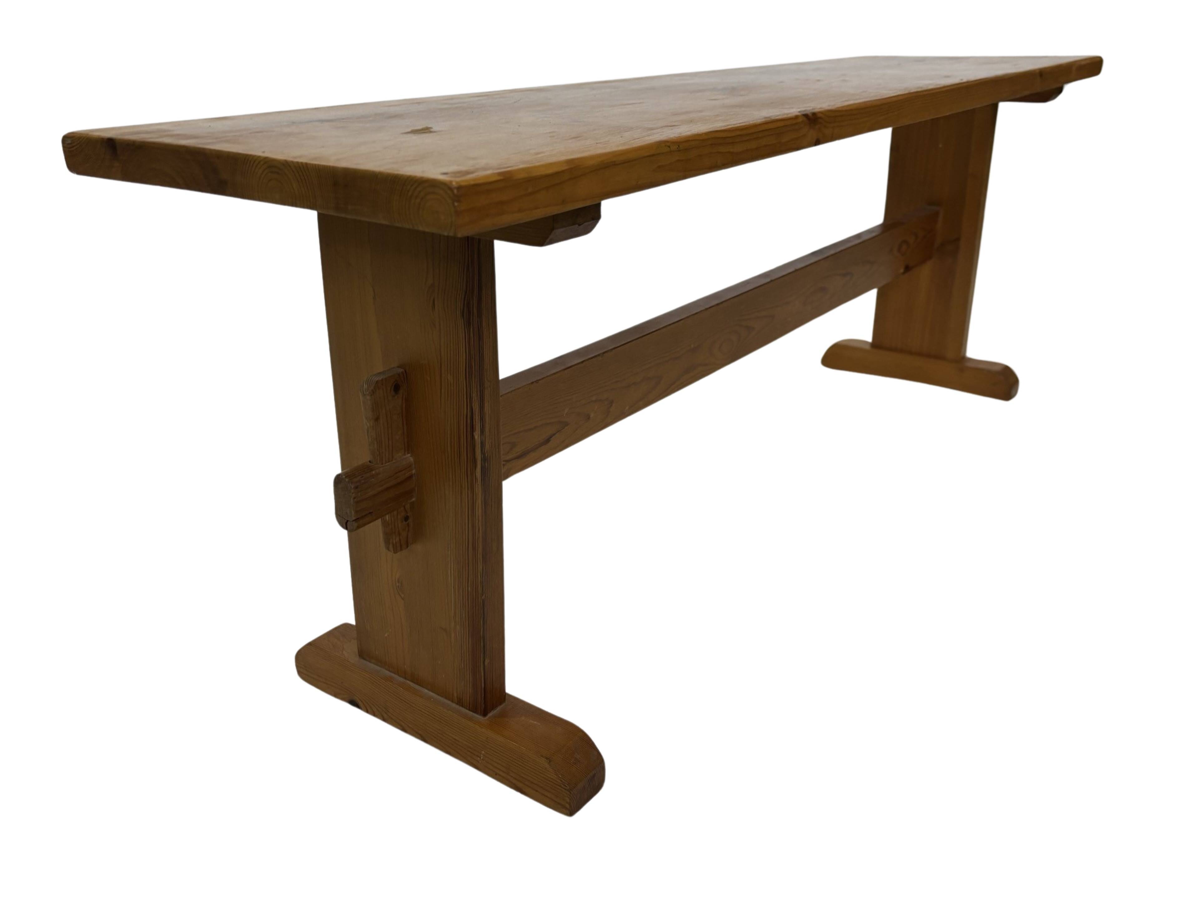 Vintage Scandinavian modern pinewood bench from the 1960's