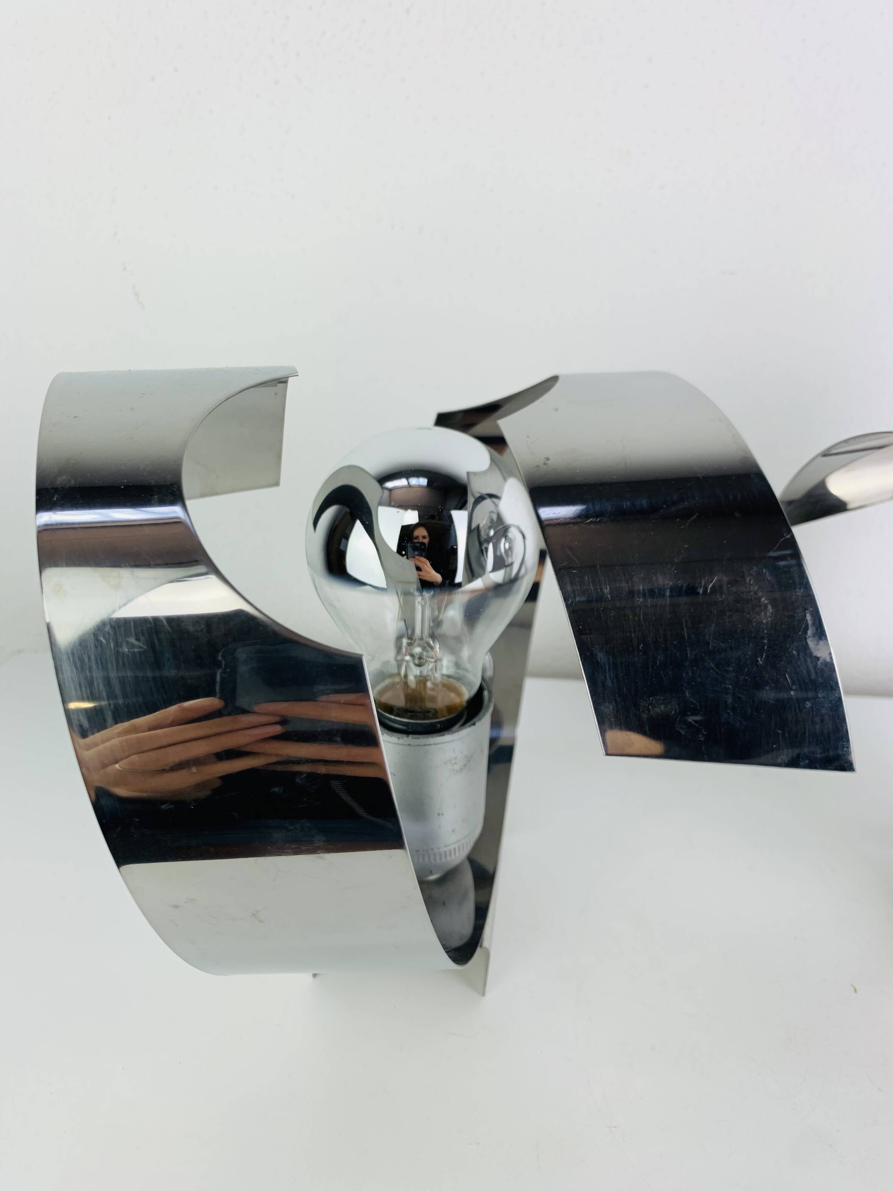 Pair of chrome spiral wall lights from the seventies/Space Age, 1970s.