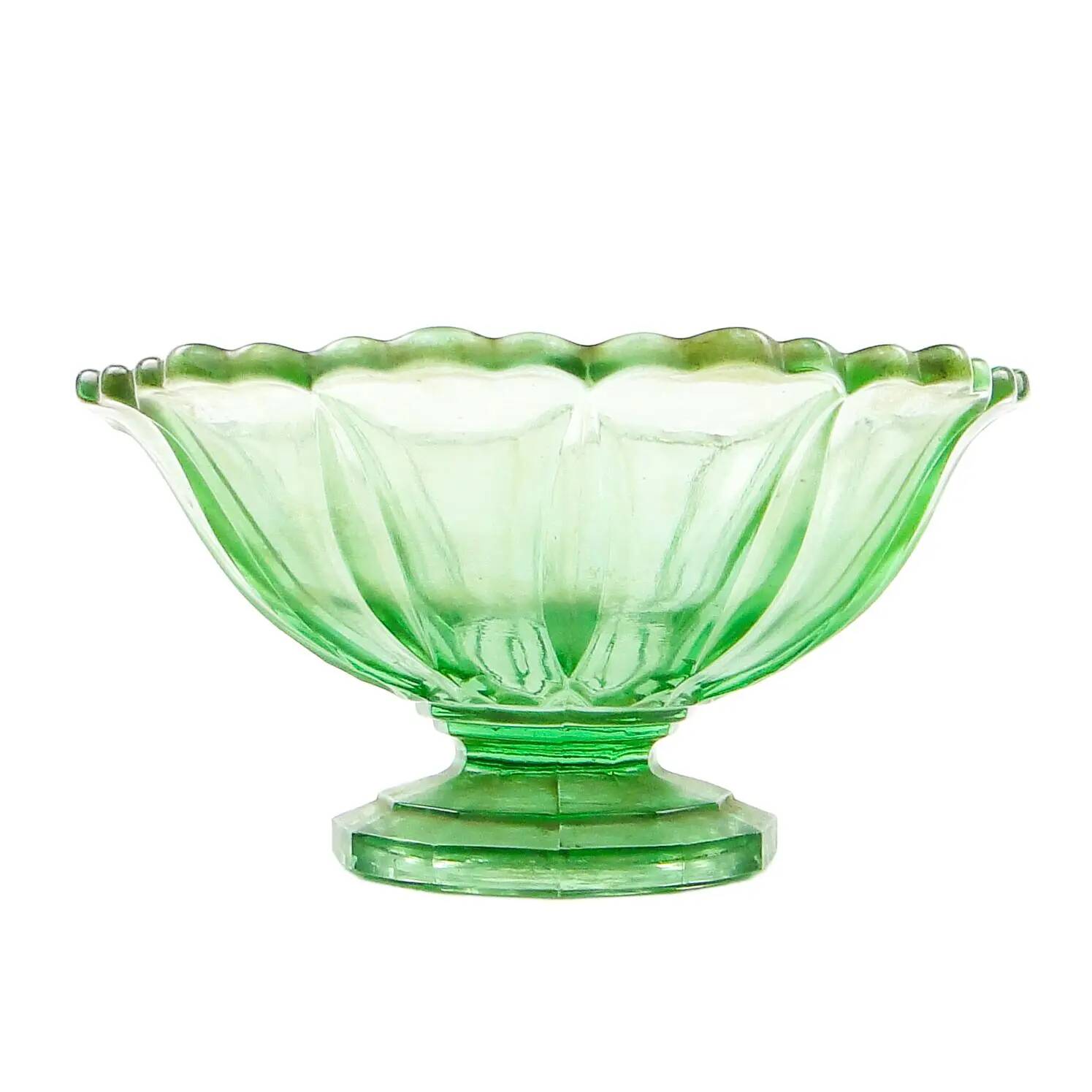 Bol à fruits, moderne du milieu du siècle, verre turquoise, Ząbkowice, Pologne, années 1950