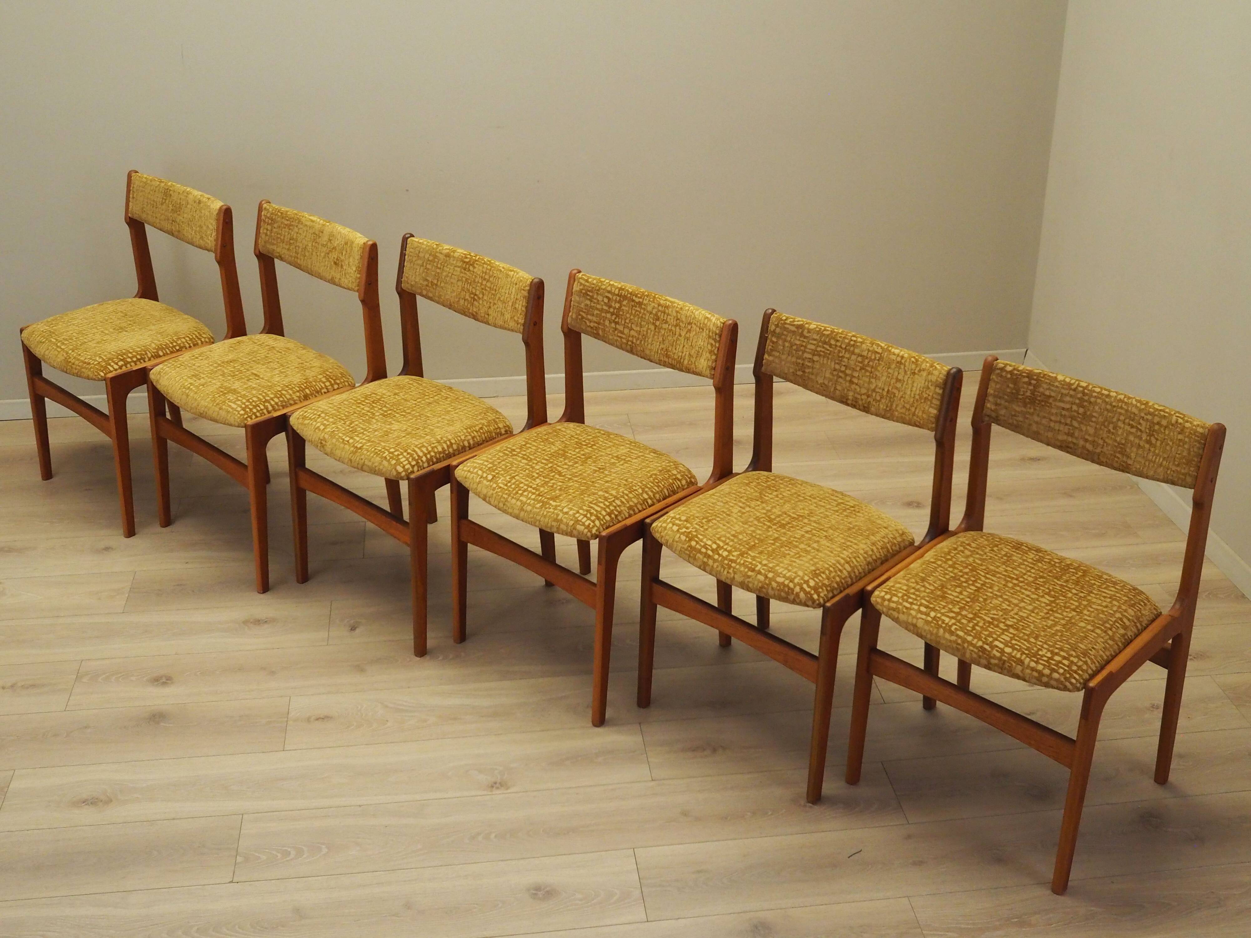 Set of six teak chairs, Danish design, 1970s, production: Denmark
