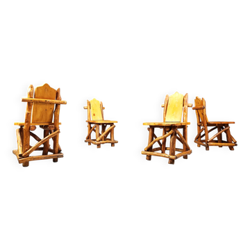 Vintage brutalist dining chairs, set of 4 - 1960s