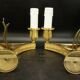 Pair of wall sconces in Restoration style, early 19th century - gilded bronze signed MENE.