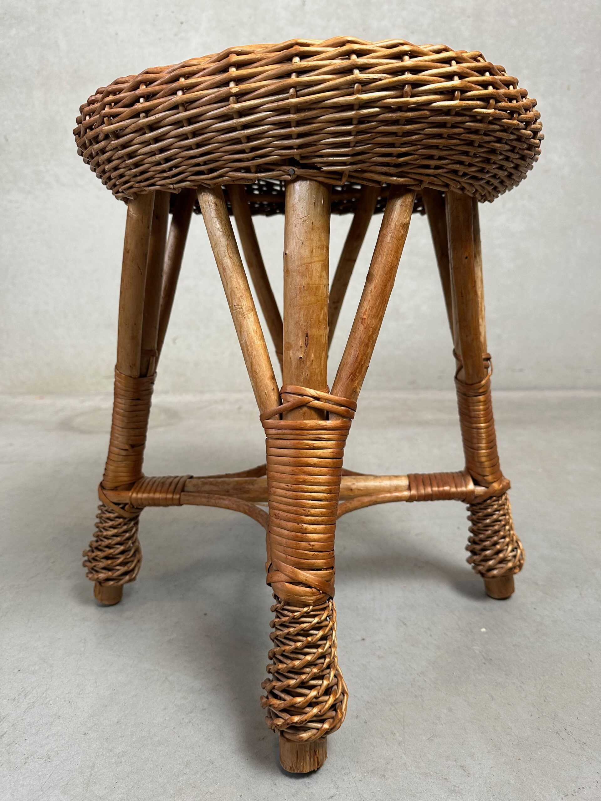 Vintage wicker / bamboo stool