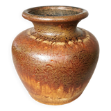 Fat Lava Pottery Vase: Vintage West Germany 202-13, Brown Drip Glaze