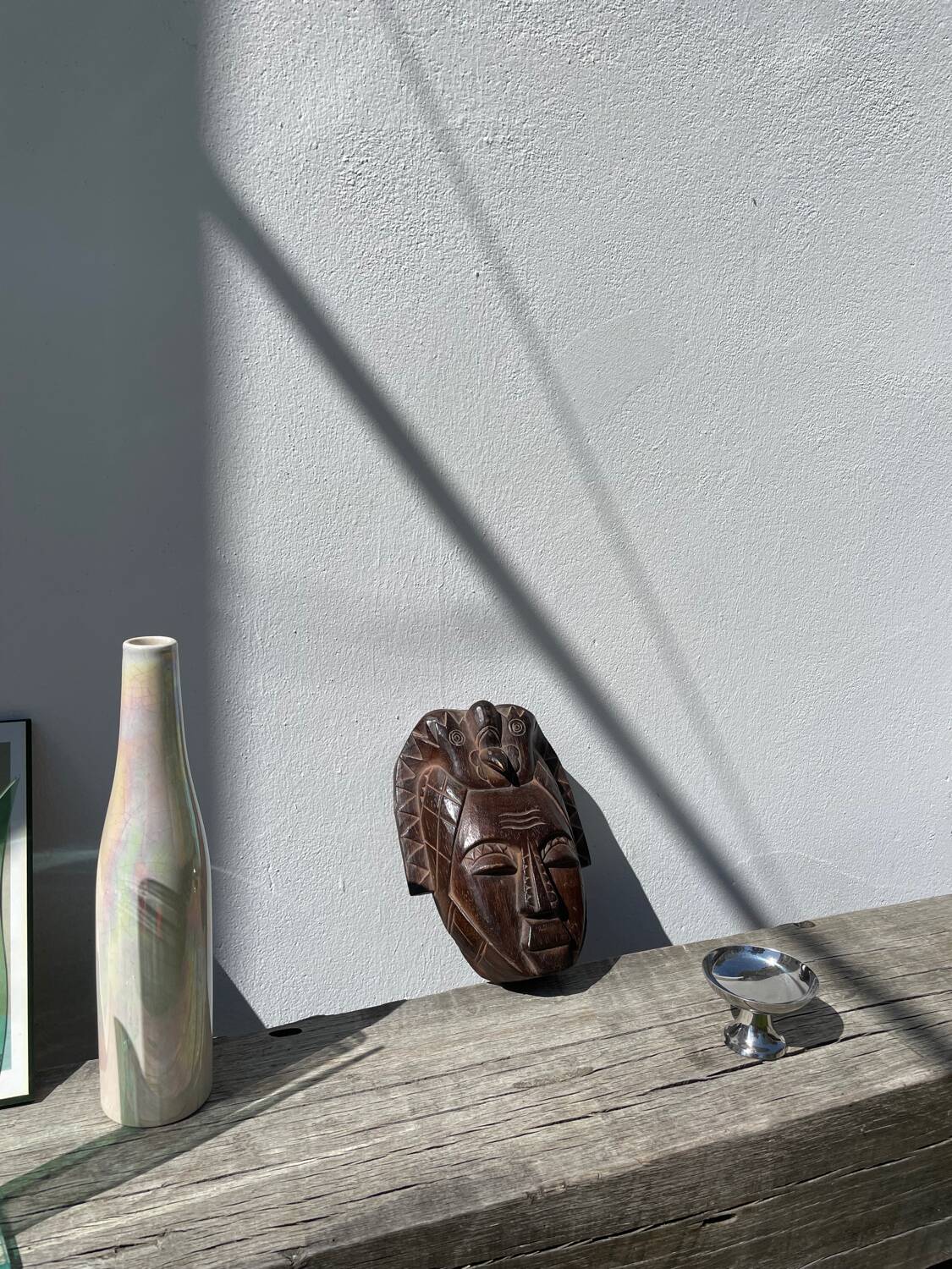 Minimalist wooden bird mask