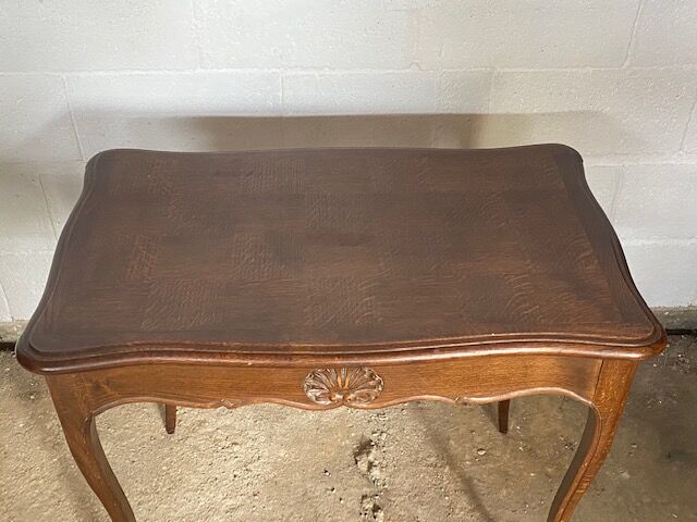 Oak desk and oak veneer with a large Louis XV style drawer