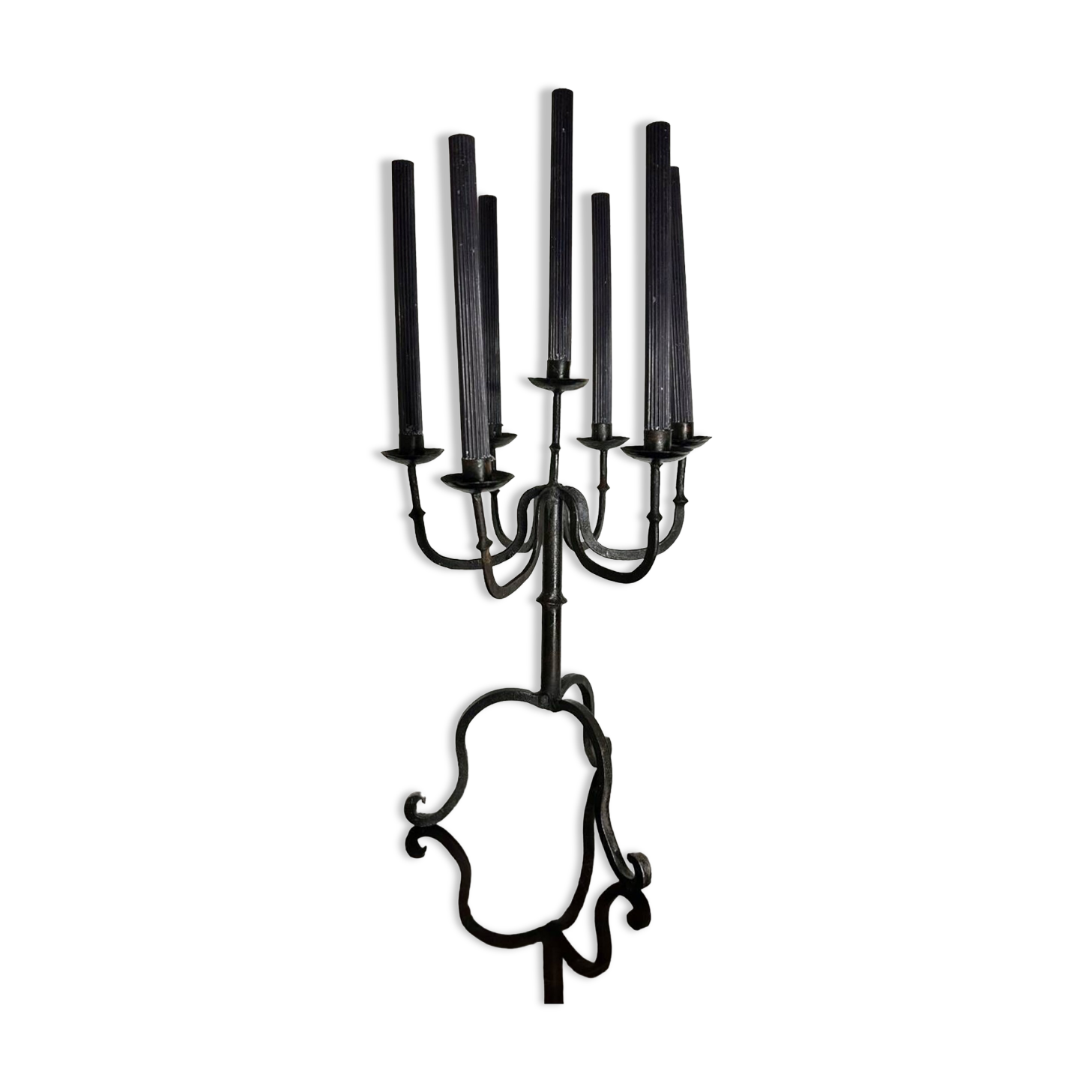 Brutalist wrought iron candlestick from the 60s