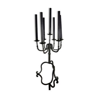 Brutalist wrought iron candlestick from the 60s