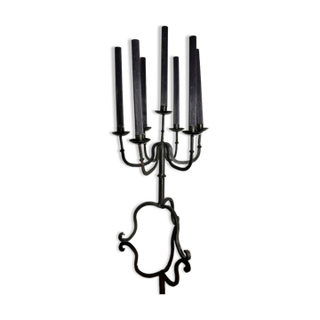Brutalist wrought iron candlestick from the 60s