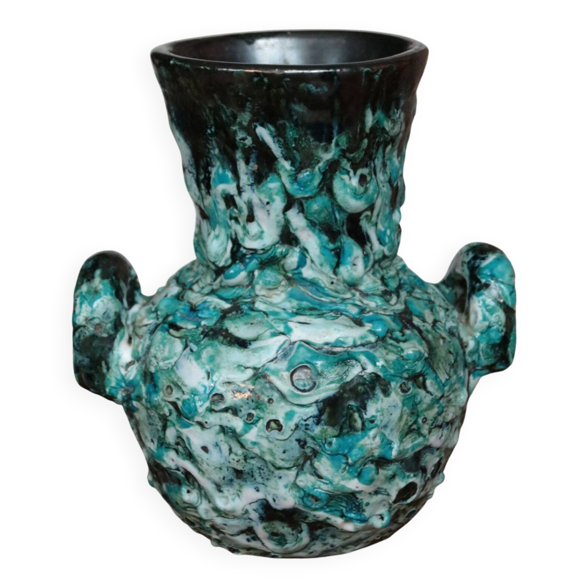 Vallauris style glazed ceramic vase