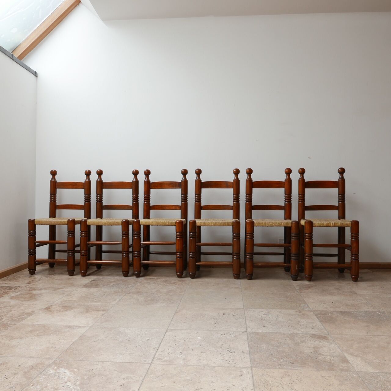 Set of six french mid-century dining chairs