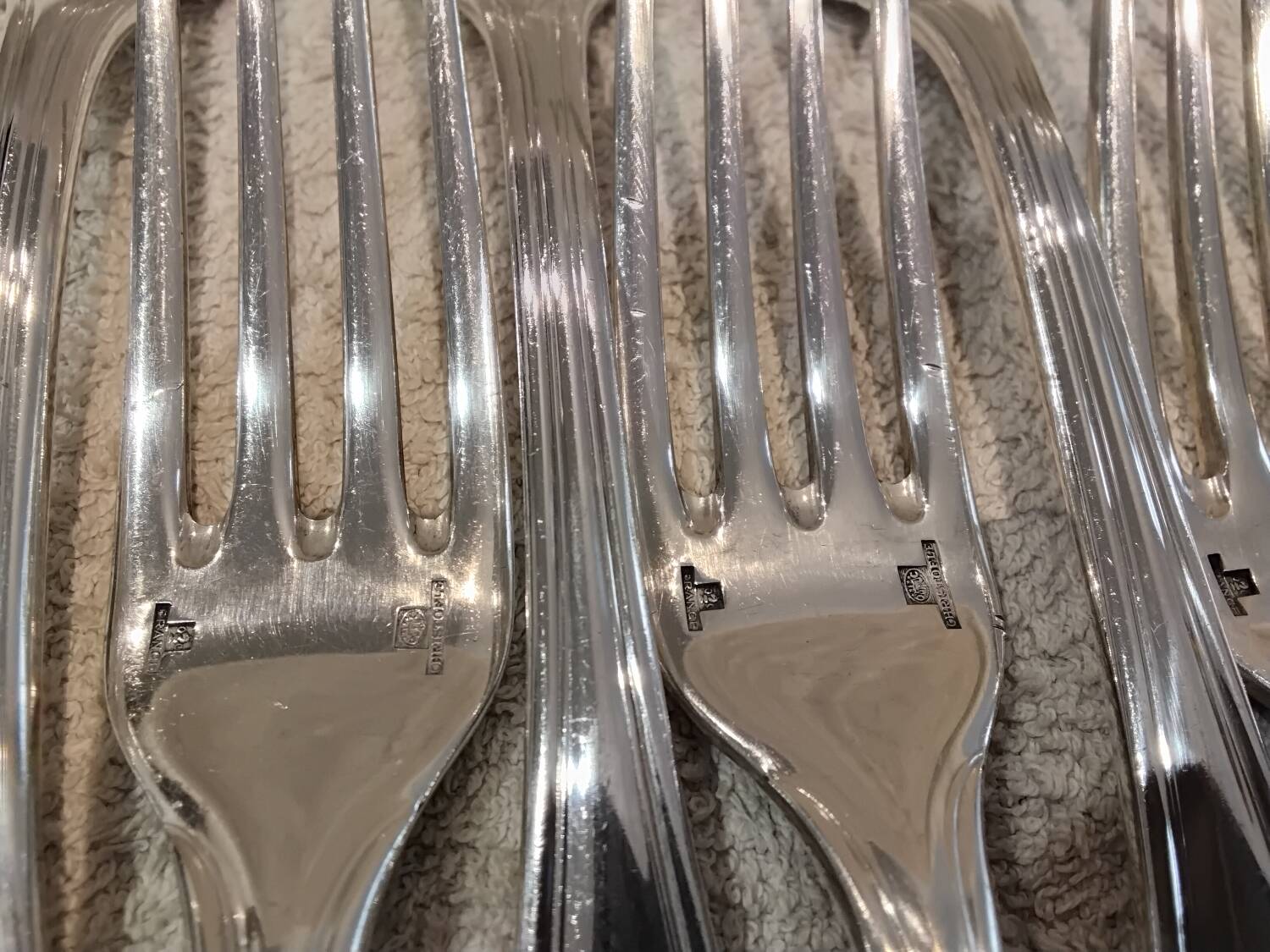 6 silver-plated metal table forks by Christofle silversmiths, Albi pattern