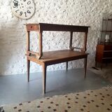 Clear wood farm table