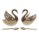 Pair of antique salt cellars swans silver-plated metal
