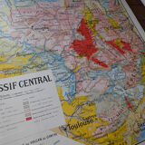 Old school map "Le Massif Central" No.2 Hatier