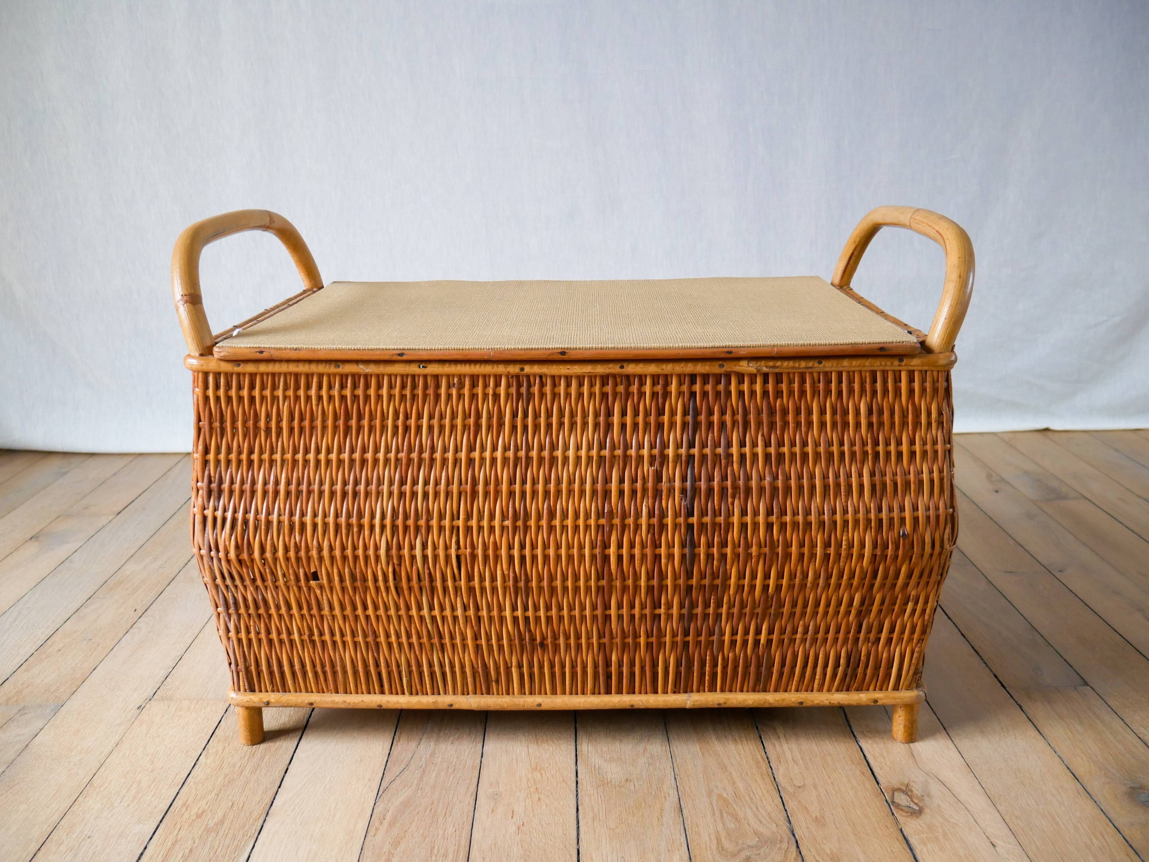 Rattan and bamboo toy bench 1970