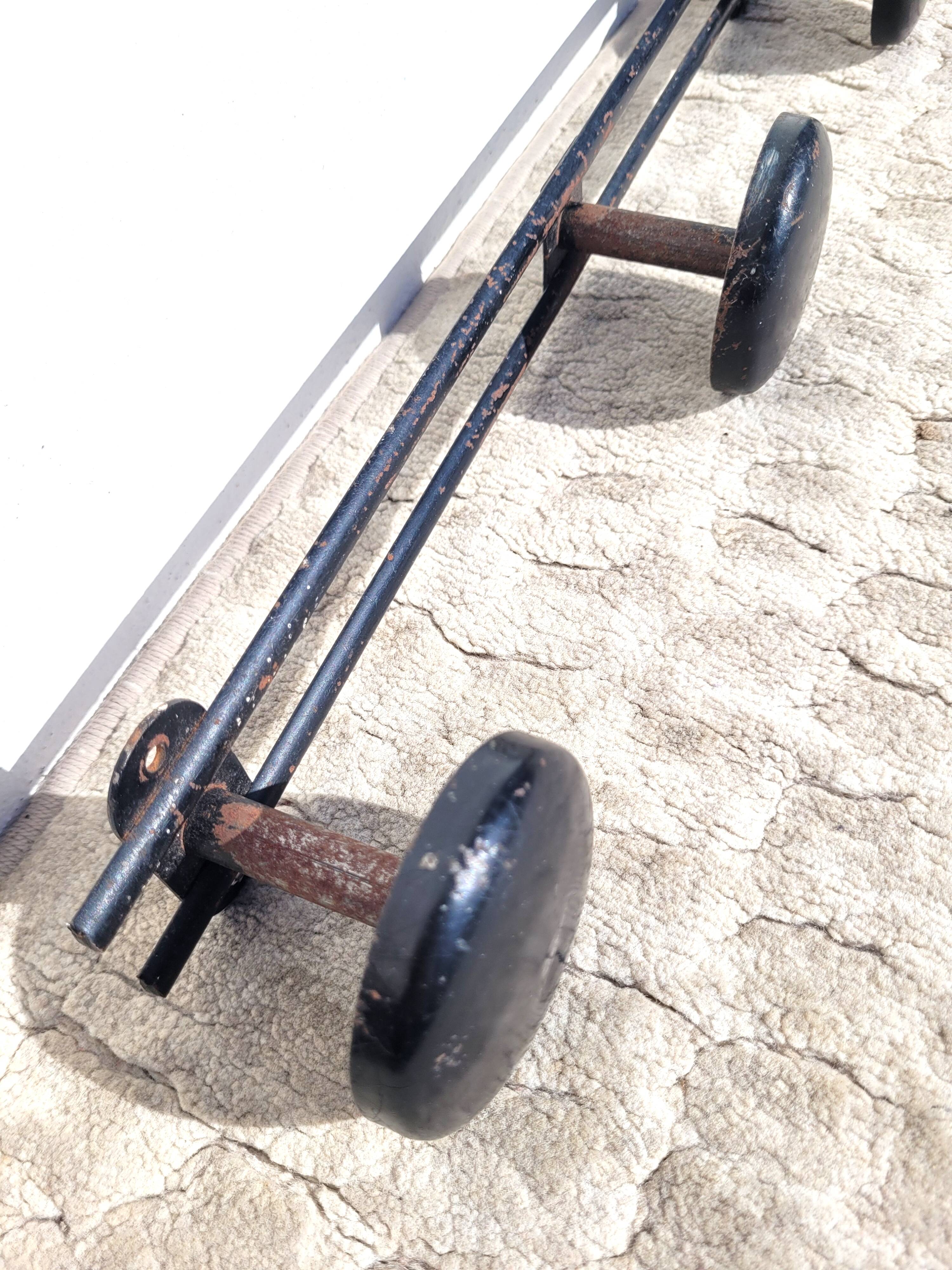 Vintage black coat rack with 3 hooks