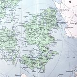 Carte ancienne Danemark Islande Scandinavie 43x43cm de 1950