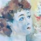 Huile sur bois portrait jeune femme 1948