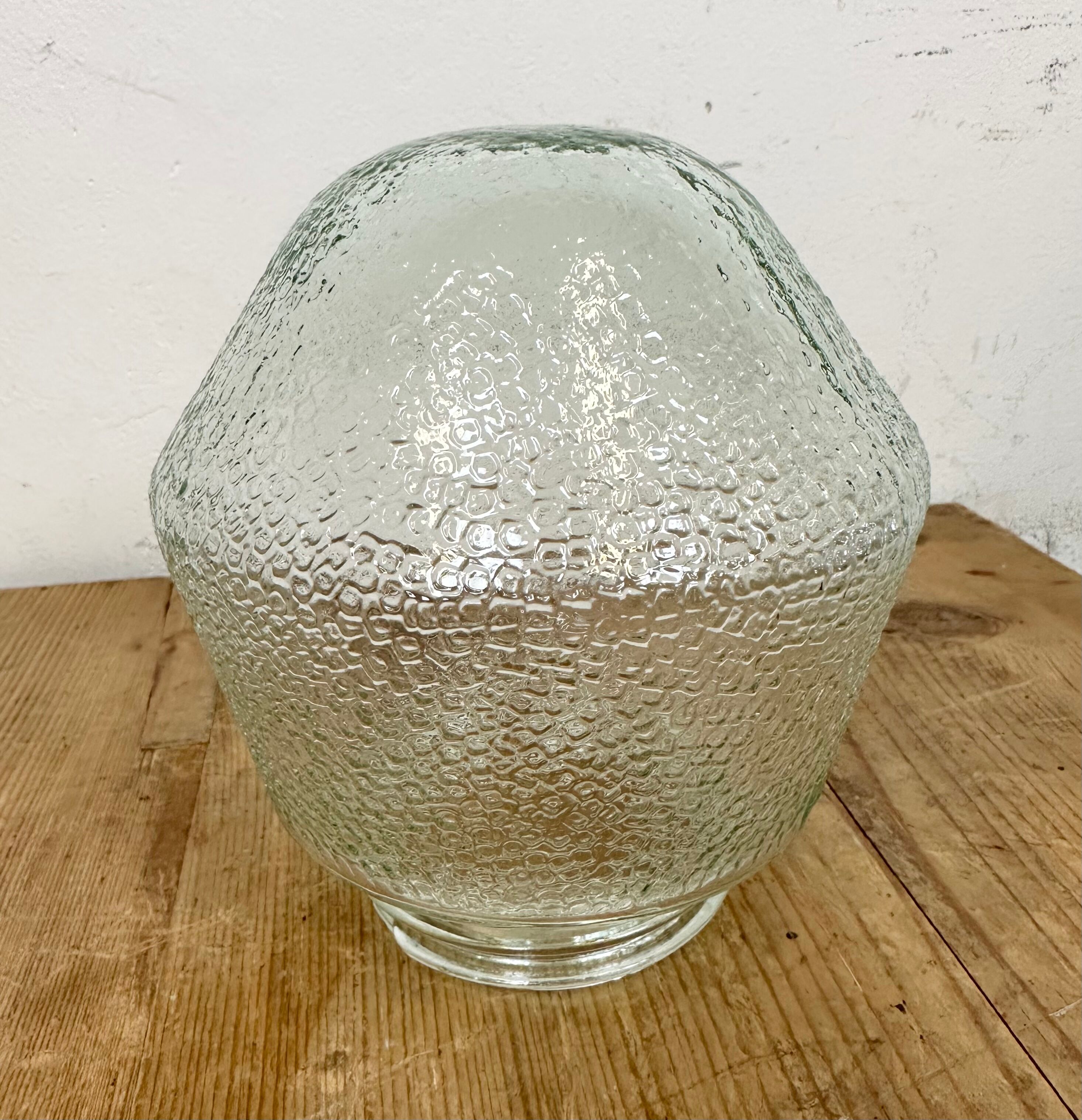 Vintage white porcelain ceiling light with frosted glass , 1970s