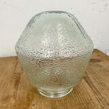 Vintage white porcelain ceiling light with frosted glass , 1970s