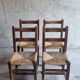 Set 4 chaises brutalistes paillees